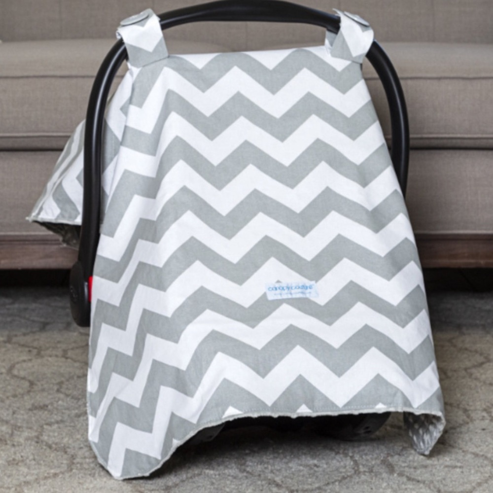 Chevron Baby Car Seat Canopy Grey